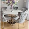 House Of Bling Furniture Boutique Aerial Dining Table Light Grey Marble Top With Knocker Chairs