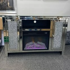 House Of Bling Furniture Boutique Fire Places Crushed Diamond LED Fire Sideboard