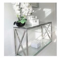 House Of Bling Furniture Boutique Diego Silver Console Table Console Tables