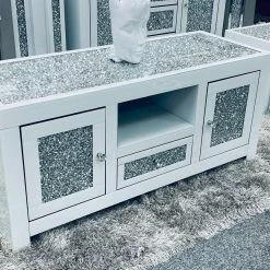 House Of Bling Furniture Boutique TV Cabinets White Crushed Diamond TV Cabinet