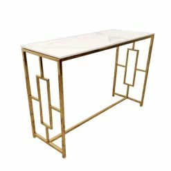 House Of Bling Furniture Boutique Lara Console Table Gold With White Top