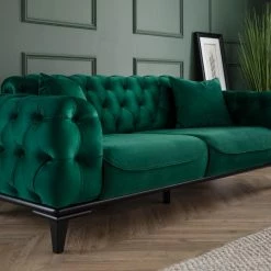 House Of Bling Furniture Boutique Roma Chesterfield Sofa Set In Green French Velvet Sofas