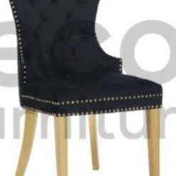 House Of Bling Furniture Boutique Dining Chairs Black Velvet Lion Knock Chair Package With Gold Knocker And Legs