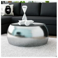 House Of Bling Furniture Boutique Coffee Tables Aluminium Silver Drum Coffee Table