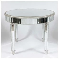 House Of Bling Furniture Boutique Valencia Dining Table Silver Mirrored Trim
