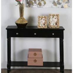 House Of Bling Furniture Boutique Delia Black Wood Console Table Console Tables