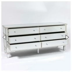 House Of Bling Furniture Boutique Valencia 6 Chest Of Drawers Antique Silver