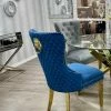 House Of Bling Furniture Boutique Dining Chairs VelvetBlue Lion Knock Chair Package With Gold Knocker And Legs
