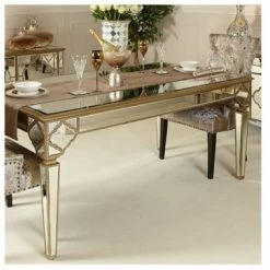 House Of Bling Furniture Boutique Dining Tables Morocco Range Gold Mirrored Dining Table.