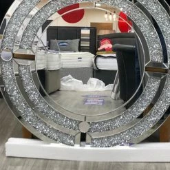 House Of Bling Furniture Boutique Crushed Diamond Circular Mirror Mirrors
