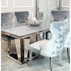 House Of Bling Furniture Boutique Dining Tables And Chairs Sets Athens Table Grey Glass Top 1.4 Meter Table