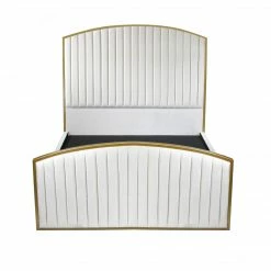 House Of Bling Furniture Boutique Beds Curved Linear Luxury Metal Trim Bed