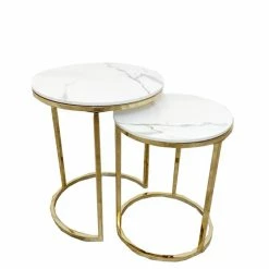 House Of Bling Furniture Boutique Side Tables Lara Nest White Sintered Stone Tables