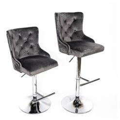 House Of Bling Furniture Boutique Lara Knocker Bar Stools Dark Grey