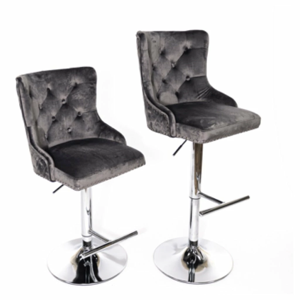 House Of Bling Furniture Boutique Lara Knocker Bar Stools Dark Grey 4 House Of Bling Furniture Boutique Lara Knocker Bar Stools Dark Grey