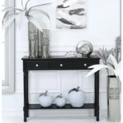 House Of Bling Furniture Boutique Delia Black Wood Console Table Console Tables