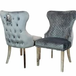 House Of Bling Furniture Boutique Valentino Grey Velvet Chairs