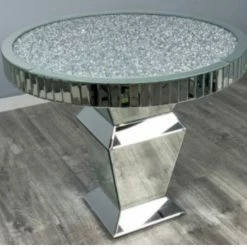 House Of Bling Furniture Boutique Round Crushed Mirror Dining Table