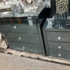 House Of Bling Furniture Boutique Smoked Mirror Bedside Units.