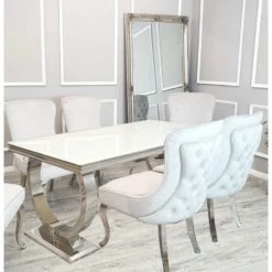 House Of Bling Furniture Boutique Cream Buxford Table With Light Grey Sophie Chairs Dining Tables And Chairs Sets