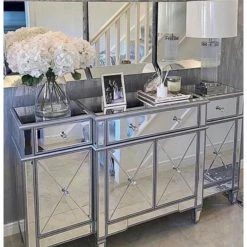 House Of Bling Furniture Boutique Valencia Silver Antique Large Sideboard Cabinet Valencia Range