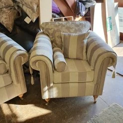 House Of Bling Furniture Boutique Royal Windsor Sofa In Floral And Strip Cream And Beige Sofas