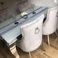 House Of Bling Furniture Boutique White Top Cambridge Table With 4 Grey Lara Chairs Dining Tables And Chairs Sets