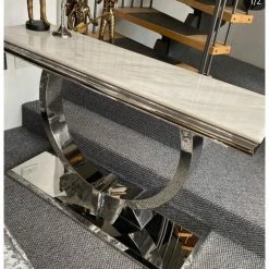 House Of Bling Furniture Boutique Buxford Marble Console Table Smoked Cream