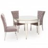 House Of Bling Furniture Boutique Venice Round Mirrored Dining Table Champagne