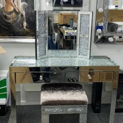 House Of Bling Furniture Boutique Dressing Tables 2 Drawer Crushed Diamond Dressing Table