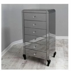 House Of Bling Furniture Boutique Smoked Mirror Tall Boy Chest Of Drawers