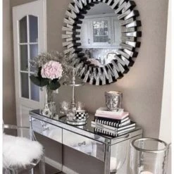House Of Bling Furniture Boutique Mirrors Chloe Round Zip Mirror