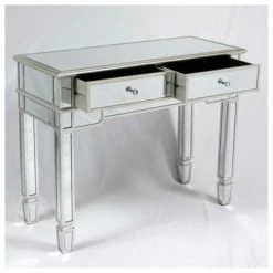House Of Bling Furniture Boutique Valencia 2 Drawer Mirrored Console Table Silver