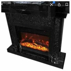 House Of Bling Furniture Boutique Fire Places Black Tiered Crushed Diamond Fireplace