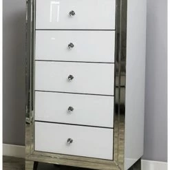 House Of Bling Furniture Boutique Bianca Tall Boy Chest Of Drawers