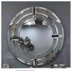 House Of Bling Furniture Boutique Crushed Diamond Circular Mirror Mirrors
