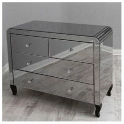 House Of Bling Furniture Boutique Smoked Mirrored Chest Of Drawers