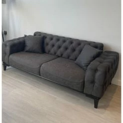 House Of Bling Furniture Boutique Roma Chesterfield Sofa Set In Dark Grey