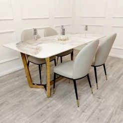 House Of Bling Furniture Zara Marble Dining Table With Chair Option Dining Tables