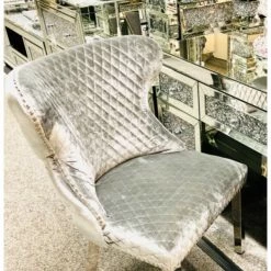 House Of Bling Furniture Boutique Dining Chairs Valentino In Silk Brushed Silver Velvet