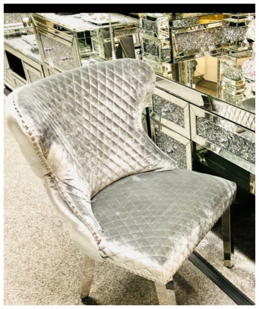 House Of Bling Furniture Boutique Dining Chairs Valentino In Silk Brushed Silver Velvet 4 House Of Bling Furniture Boutique Dining Chairs Valentino In Silk Brushed Silver Velvet