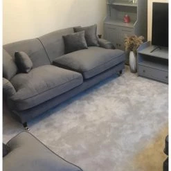 House Of Bling Furniture Boutique Billy Sofa Set On Caster Wheels In Dark Grey Velvet Sofas