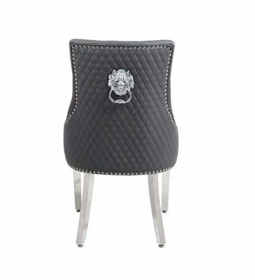 House Of Bling Furniture Boutique Lion Knock Chair In Leather Grey Dining Chairs 3 House Of Bling Furniture Boutique Lion Knock Chair In Leather Grey Dining Chairs