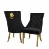 House Of Bling Furniture Boutique Valencia Lion Knock Plush Velvet Black Chair Set Dining Chairs