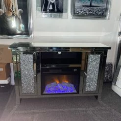 House Of Bling Furniture Boutique Fire Places Crushed Diamond LED Fire Sideboard