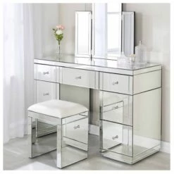 House Of Bling Furniture Boutique Plain Mirrored 7 Drawers Dressing Table Dressing Tables