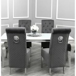 House Of Bling Furniture Boutique Cambridge Table White Glass Top With Chairs