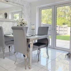 House Of Bling Furniture Boutique White Glass Top Cambridge Table With Paris Chairs Dining Tables And Chairs Sets