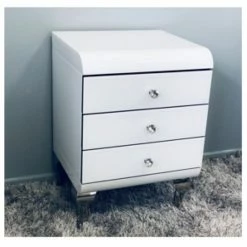 House Of Bling Furniture Boutique Caprice Bedside Cabinets White Gloss