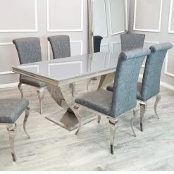 House Of Bling Furniture Boutique Madrid Table With Grey Glass Top